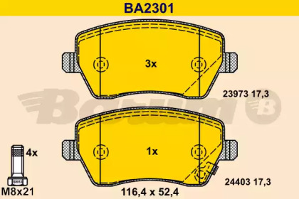 Комплект тормозных колодок (BARUM: BA2301)