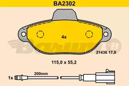 Комплект тормозных колодок (BARUM: BA2302)