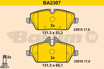 Комплект тормозных колодок (BARUM: BA2307)