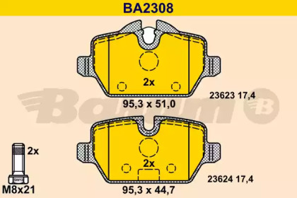 Комплект тормозных колодок (BARUM: BA2308)