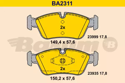 Комплект тормозных колодок (BARUM: BA2311)