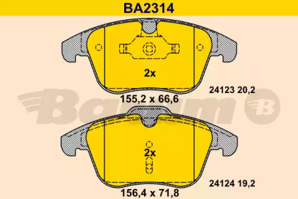 Комплект тормозных колодок (BARUM: BA2314)