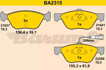 Комплект тормозных колодок (BARUM: BA2315)