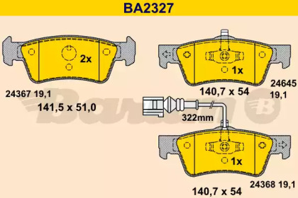 Комплект тормозных колодок (BARUM: BA2327)