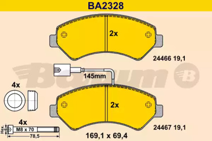 Комплект тормозных колодок (BARUM: BA2328)