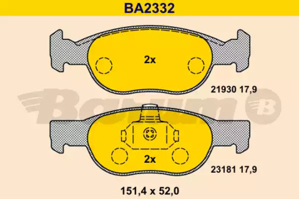 Комплект тормозных колодок (BARUM: BA2332)