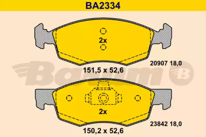 Комплект тормозных колодок (BARUM: BA2334)