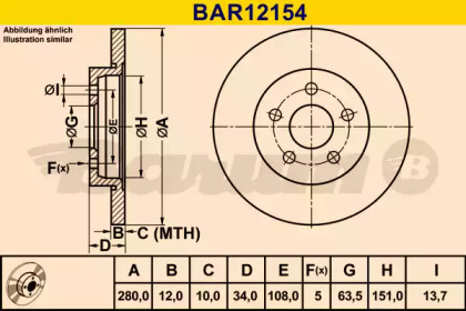 Тормозной диск (BARUM: BAR12154)