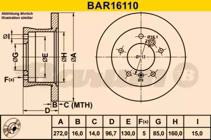 Тормозной диск (BARUM: BAR16110)