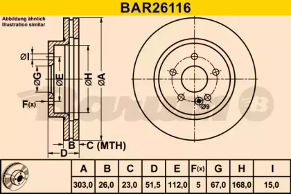 Тормозной диск (BARUM: BAR26116)