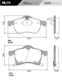 Комплект тормозных колодок (FRAS-LE: PD/72)