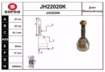 Шарнирный комплект (SNRA: JH22020K)