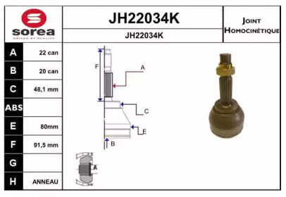 Шарнирный комплект (SNRA: JH22034K)