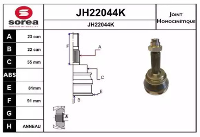 Шарнирный комплект (SNRA: JH22044K)