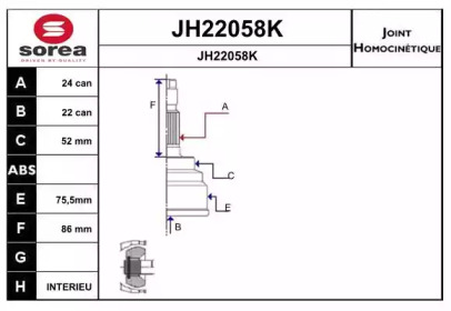 Шарнирный комплект (SNRA: JH22058K)