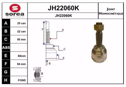 Шарнирный комплект (SNRA: JH22060K)