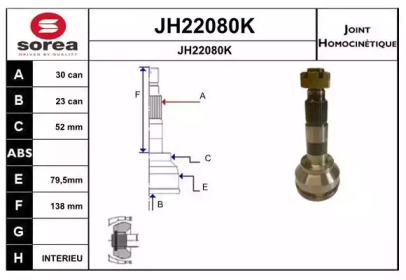 Шарнирный комплект (SNRA: JH22080K)