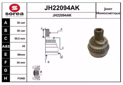 Шарнирный комплект (SNRA: JH22094AK)