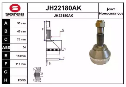 Шарнирный комплект (SNRA: JH22180AK)