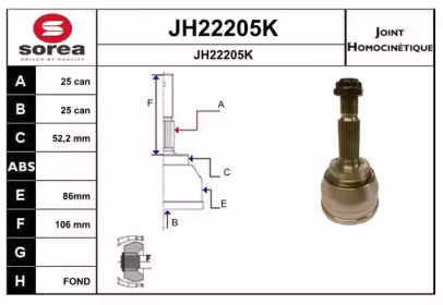 Шарнирный комплект (SNRA: JH22205K)