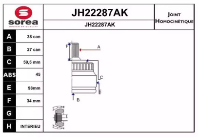 Шарнирный комплект (SNRA: JH22287AK)