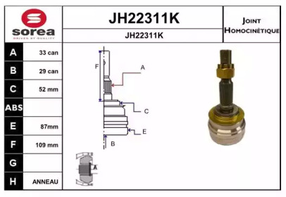 Шарнирный комплект (SNRA: JH22311K)