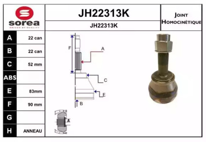 Шарнирный комплект (SNRA: JH22313K)