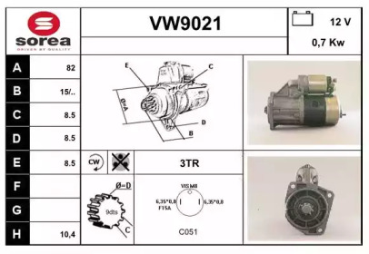 Стартер (SNRA: VW9021)