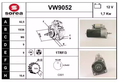 Стартер (SNRA: VW9052)