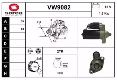 Стартер (SNRA: VW9082)