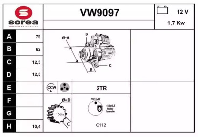 Стартер (SNRA: VW9097)