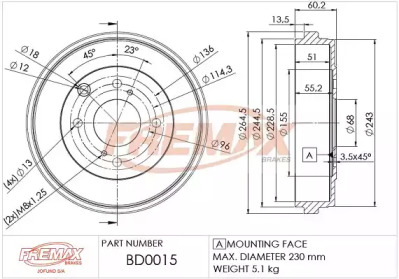 Тормозный барабан (FREMAX: BD-0015)