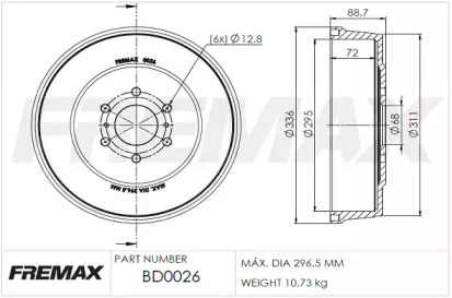 Тормозный барабан (FREMAX: BD-0026)