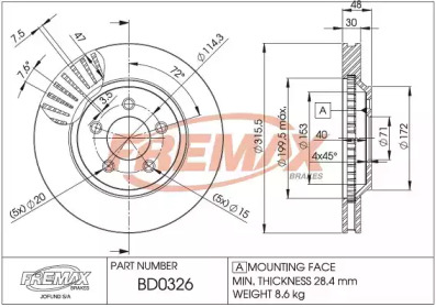 Тормозной диск (FREMAX: BD-0326)