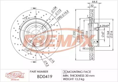 Тормозной диск (FREMAX: BD-0419)