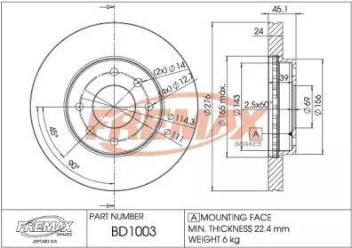 Тормозной диск (FREMAX: BD-1003)