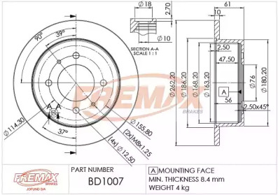 Тормозной диск (FREMAX: BD-1007)