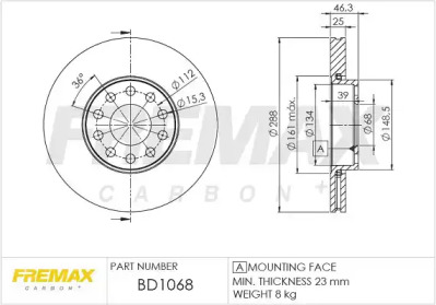 Тормозной диск (FREMAX: BD-1068)