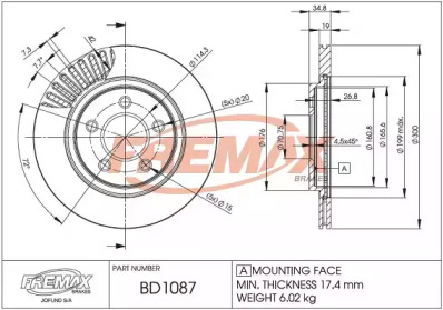 Тормозной диск (FREMAX: BD-1087)