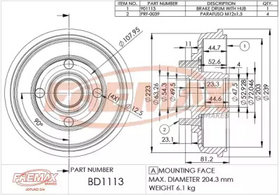 Тормозный барабан (FREMAX: BD-1113)