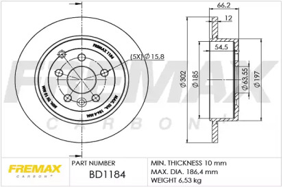 Тормозной диск (FREMAX: BD-1184)