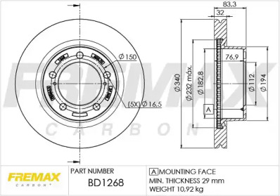 Тормозной диск (FREMAX: BD-1268)