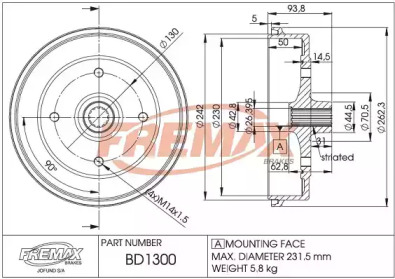 Тормозный барабан (FREMAX: BD-1300)