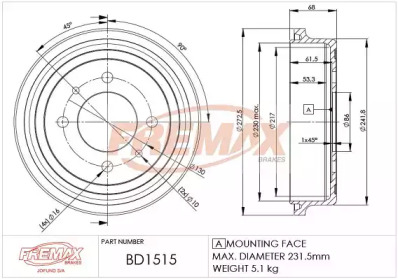 Тормозный барабан (FREMAX: BD-1515)