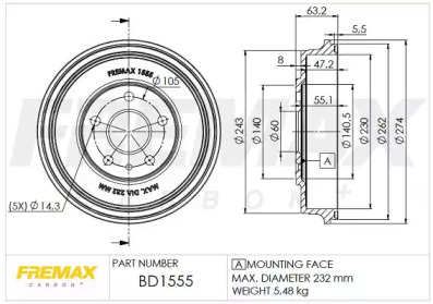 Тормозный барабан (FREMAX: BD-1555)