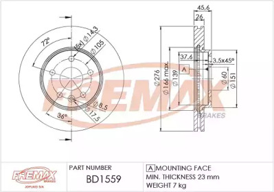 Тормозной диск (FREMAX: BD-1559)