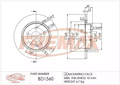 Тормозной диск (FREMAX: BD-1560)