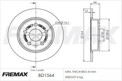 Тормозной диск (FREMAX: BD-1564)