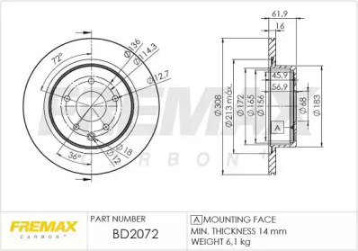 Тормозной диск (FREMAX: BD-2072)