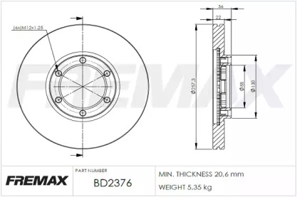 Тормозной диск (FREMAX: BD-2376)